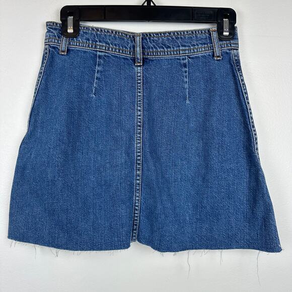 ZARA Woman Button-Up Pocket 100% Cotton Medium Wash Mini Denim Jean Skirt XS - Picture 2 of 6